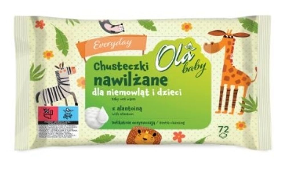 Ola Baby, Lingettes humides pour bébés, 72 pièces Image du produit 