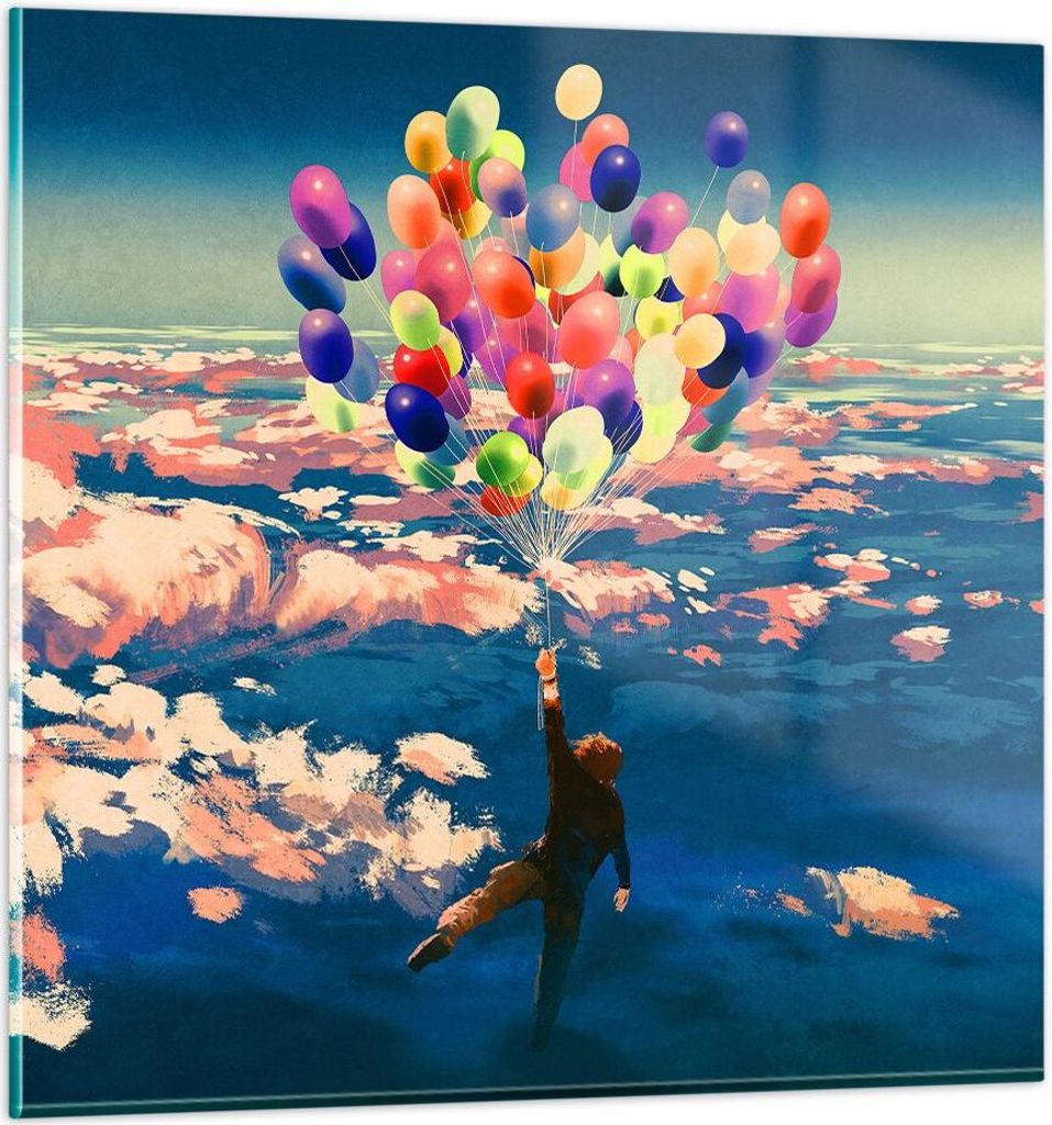 Bilder auf glas - Abstraktion Ballon - 60x60cm - Glasbilder - Wandbilder - Kunstdruck - zum Aufhängen bereit - Wanddekoration aus Glas - Glas Bild...