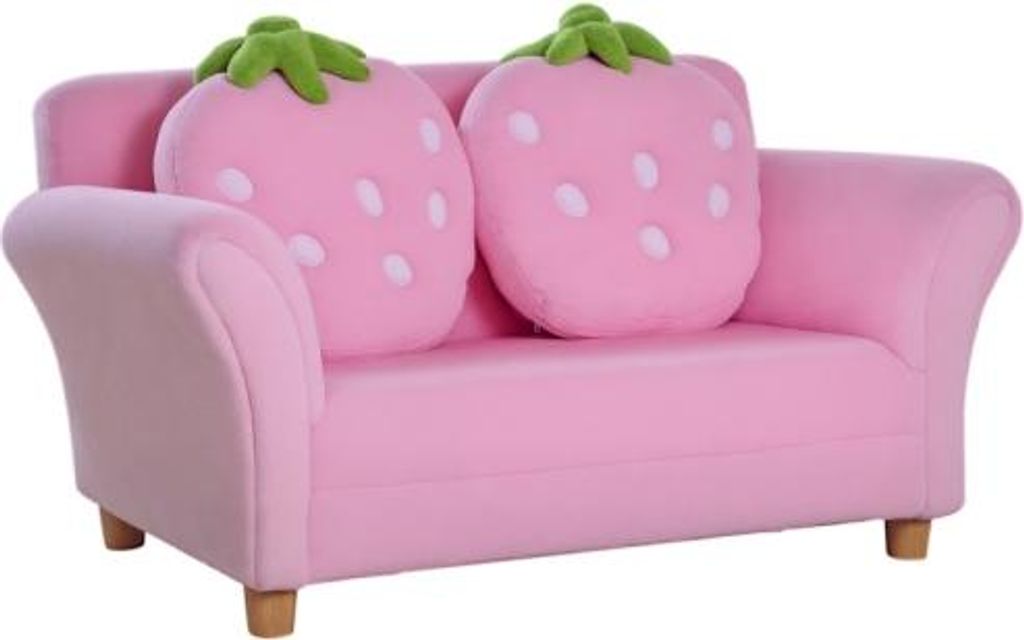 90x53x48cm Kindersofa Kindersessel Sofa Couch Kinder Stuhl Kinderzimmer Softsofa Doppelsofa Einzelsofa Erdbeersofa RosaHolz 8.6kg