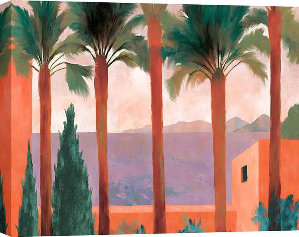 Stampa d'arte su tela, paesaggio moderno - Renée Courtois - Giardino, Marrakech - 60x40 cm - 1