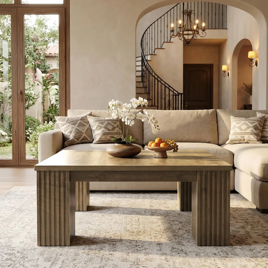 Grande table basse de salon 100 cm pour décoration de style campagne