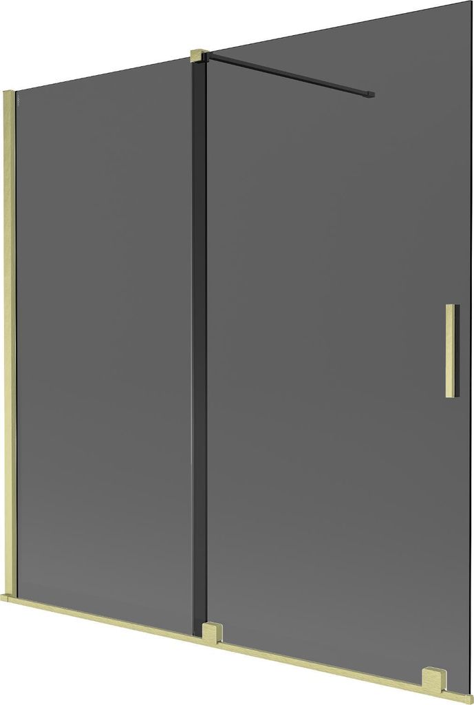 Mexen Velar Duschabtrennung für die Badewanne, 2-flügelig, 160 x 150 cm, Graphit, Gold gebürstet - 896-160-000-41-55