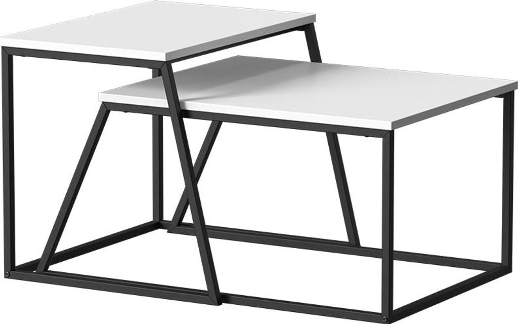 Couchtisch-Set Vicco Myra Weiß/Schwarz 60 x 50 cm 2 Teile, Model 56367
