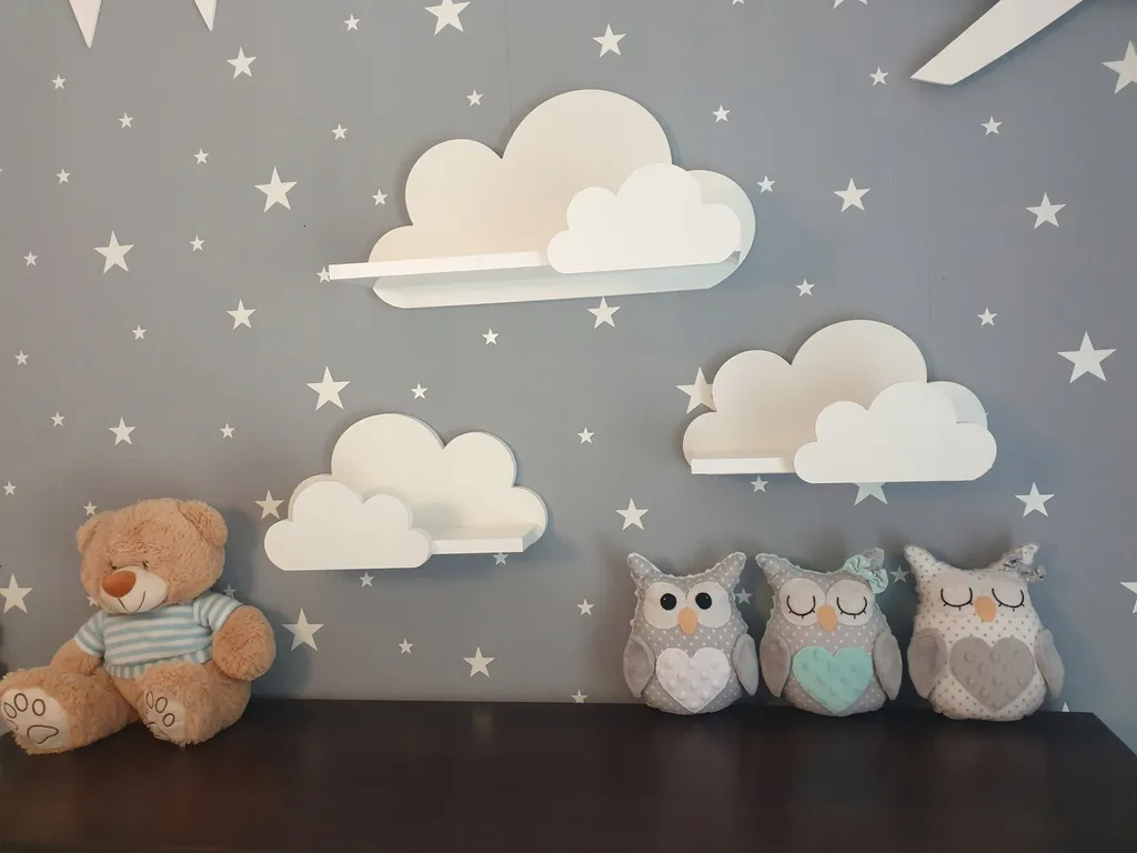 Bibliothèque murale nuage lot de 3 étagères flottantes blanches MDF - 2