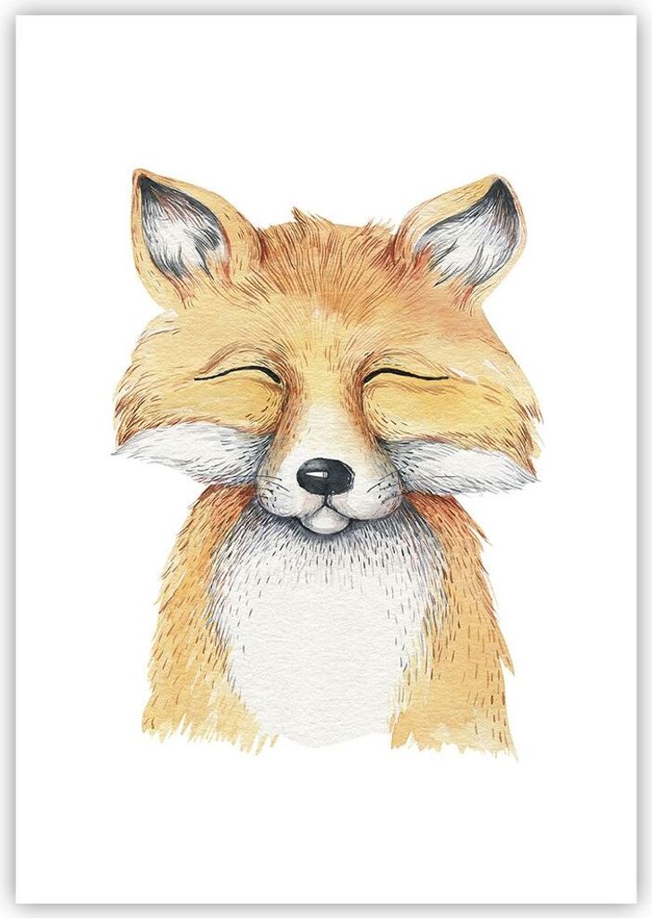 Poster - Poster ohne Rahmen - Cartoon Fuchs Kind - 70x100 cm - Wand Bild - Wanddeko - Wandbilder - Kunstposter - Wandposter - Bilder - Kunstdruck -...