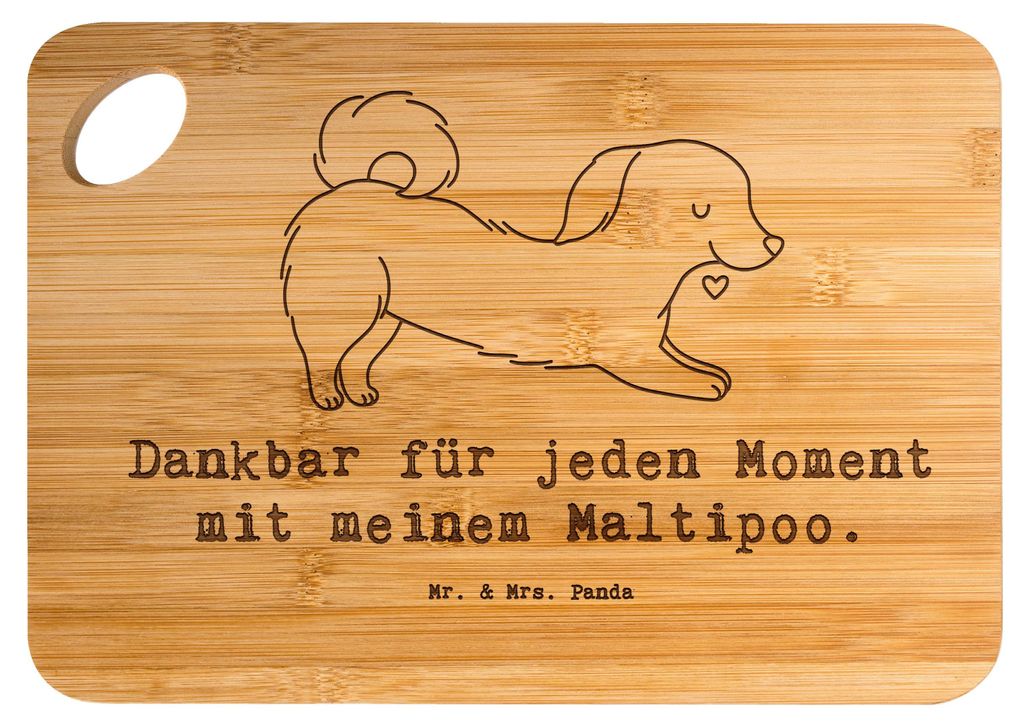 Mr. & Mrs. Panda Holzbrett Maltipoo Moment - Transparent - Geschenk, Kreuzung, Hackbrett, Schneidebrett, Mischling, Brett, Frühstücksbrettchen, F...