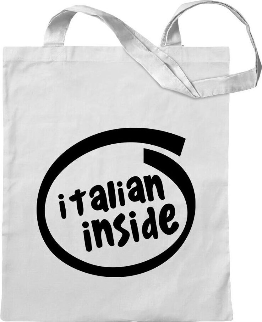 Kiwistar - Baumwolltasche - weiss - Italien Inside - Tragetasche Stoffbeutel Umhängetasche Langer Henkel