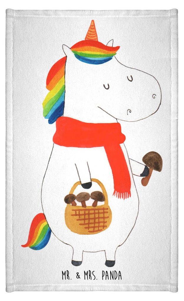 Mr. & Mrs. Panda Handtuch Einhorn Pilz - Weiß - Geschenk, Liebeskummer, Klein, Baumwollhandtuch, badezimmer, Unicorn, gäste wc, Pilze, Einhörner...