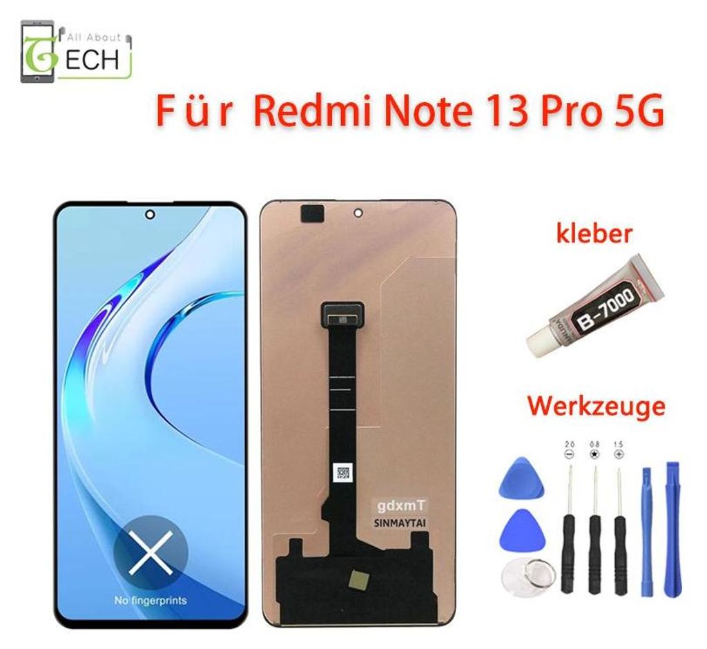 Für Xiaomi Redmi Note 13 Pro 5G MZB0FFWEU LCD Display Produktbild 