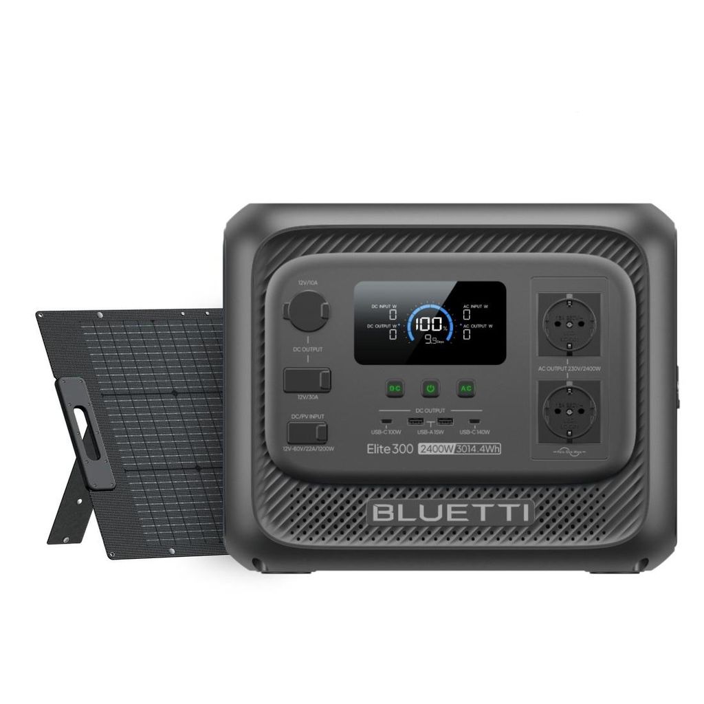 BLUETTI Elite 300 Solargenerator mit 200W Solarpanel, 3014,4 Wh LiFePO4 Backup mit 2400W AC Ausgängen, 3kWh Powerstation für Zuhause & Wohnmobil
