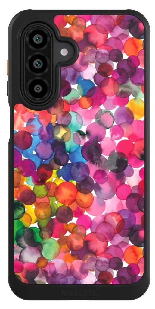 NIVOCASE Hülle für Samsung Galaxy A17 5G Handyhülle NIVOcore Case Schwarz Punkte Wasserfarbe bunt