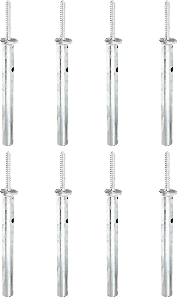 Alberts 8 x Pfostenträger, zum Einbetonieren, Schraubenlänge 120 mm, Rohr-Ø 42 mm, feuerverzinkt