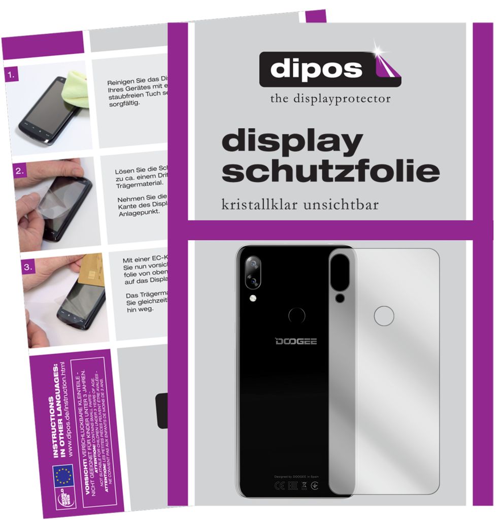 6x Schutzfolie für Doogee N10 Rückseite klar Displayschutzfolie Folie Display Schutz dipos