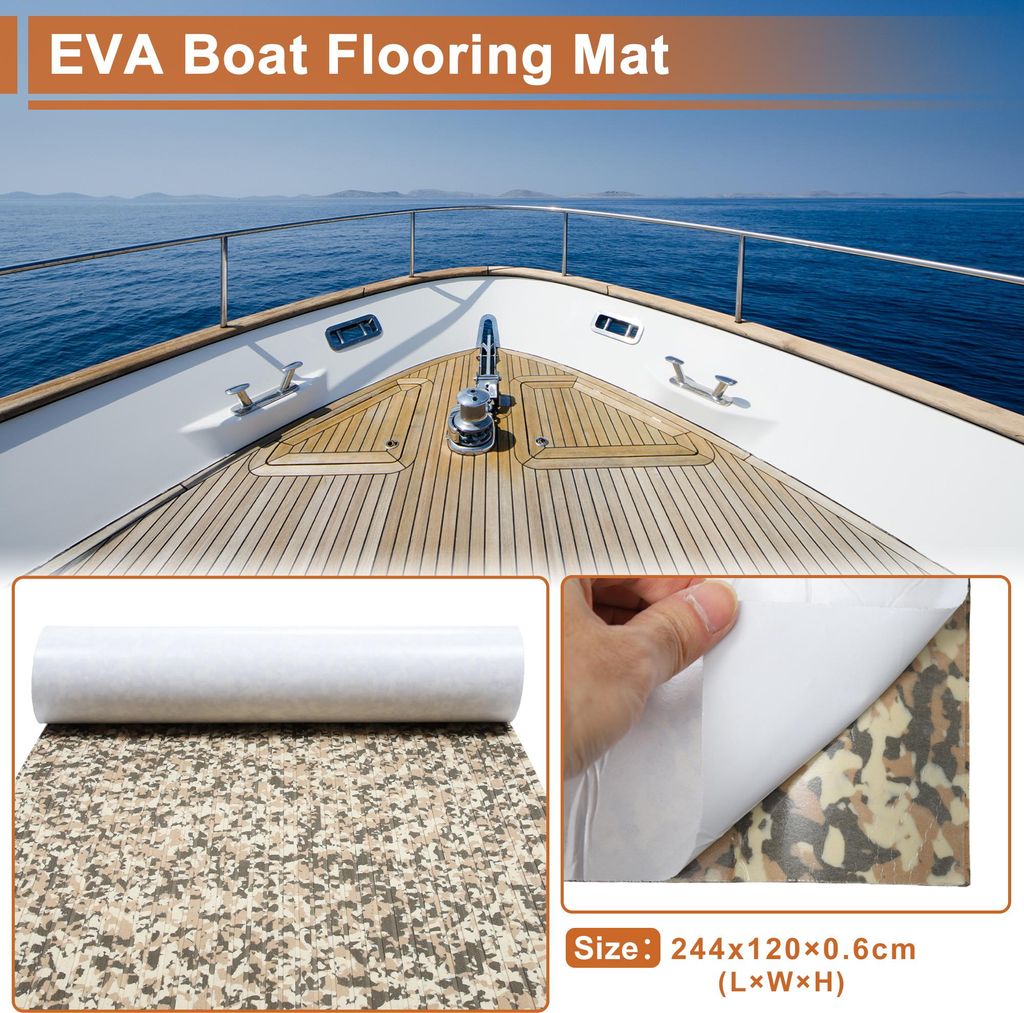 Selbstklebend 96" L x 47" B Bootsboden Streifen Geschnitten EVA Schaumplatte Rutschfest Traktionspad für Boote Deck Surfbrett Paddelbrett Ca mo Braun