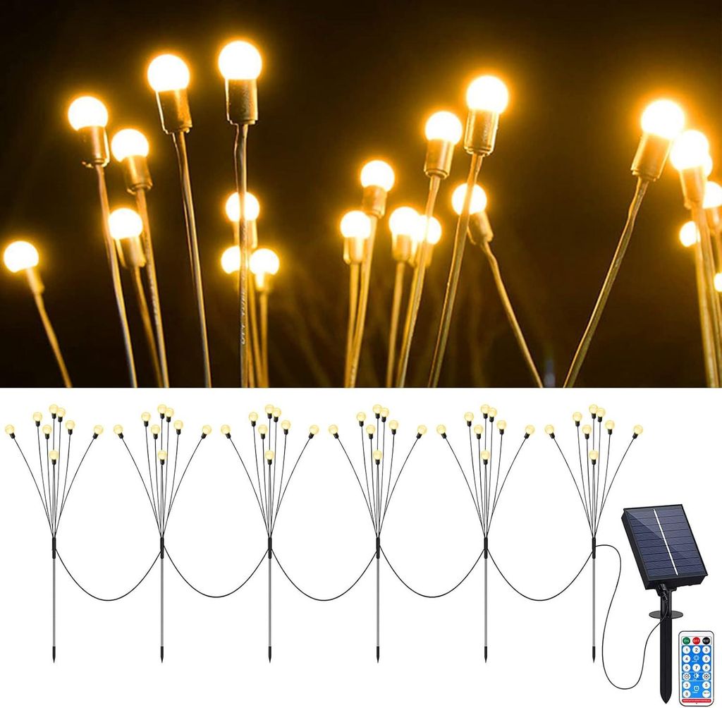 Luci da giardino a LED a forma di lucciola, set da 6 pezzi Immagine del prodotto 