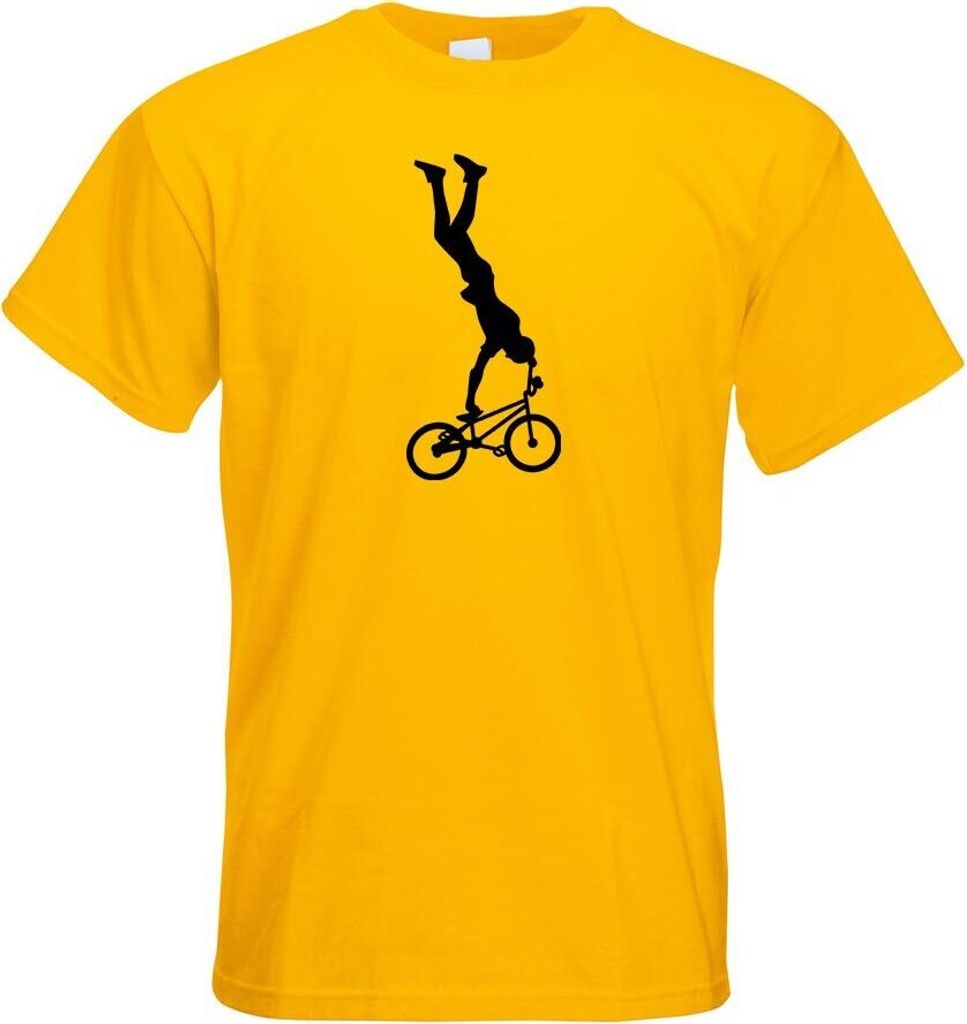 Kiwistar - T-Shirt - gelb - BMX Freestyle Fahrer Figur Motiv Bedruckt Funshirt Design Print - mit Motiv Bedruckt - Funshirt Design - Sport - Freize...