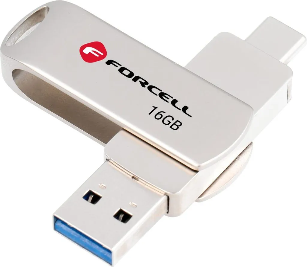 Pendrive Forcell F-Data 16GB Metal Duo USB-C 3.2 per Smartphone e PC - 3