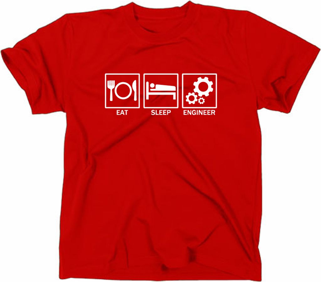 Styletex23 T-Shirt Eat Sleep Engineer Fun, rot, M
