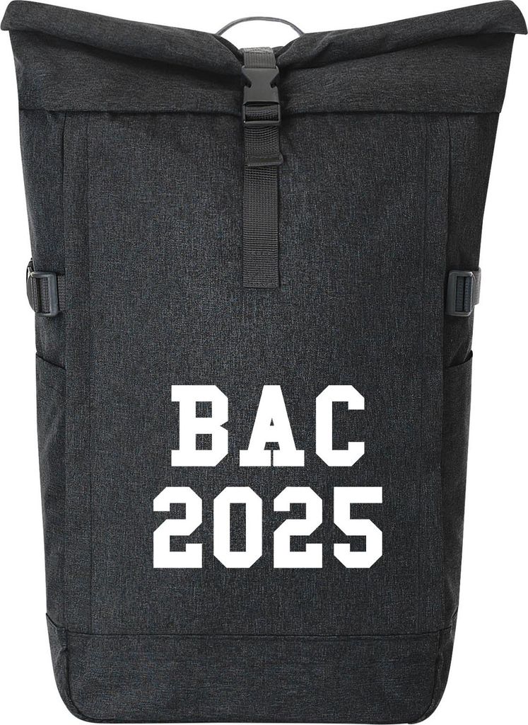 Huuraa Kurierrucksack BAC 2025 Abschluss Frankreich 30-44 Liter Black Melange Fairtrade Rolltop Rucksack Geschenkidee
