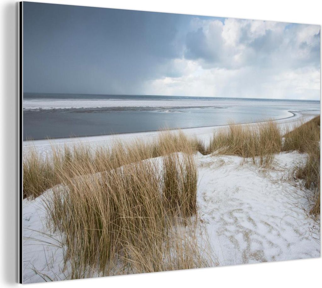 MuchoWow Wanddekoration Metall Metallbild Wandkunst 90x60 cm Nordsee - Dünen - Wasser MuchoWow Aluminium Gemälde - Wandbilder