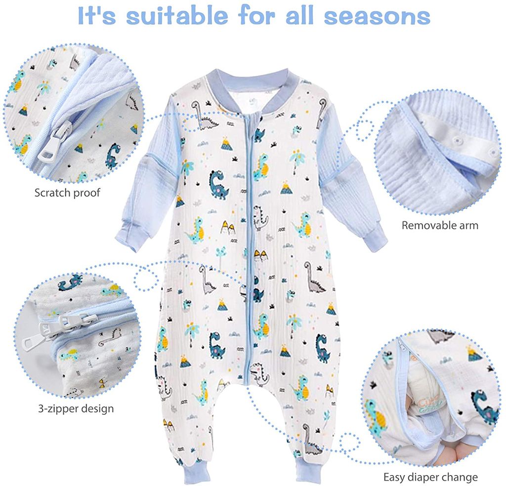 Schlafsack Kleinkind Tragbare Decken Baby Schlafsack 3.5 Tog Ärmel Abnehmbare Streifen Entwerfen für 9-24 Monate 