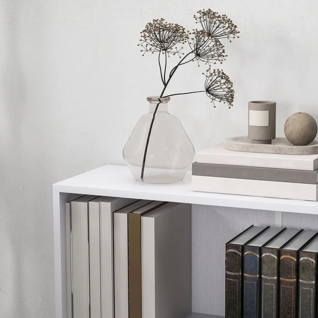 Bibliothèque de rangement 2 compartiments étagère réglable blanc 60cm - 10