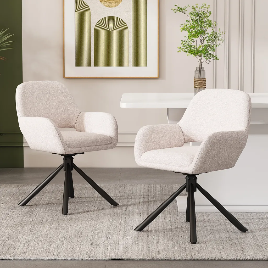 Chaise de cuisine pivotante avec assise rembourrée et pieds en métal - 2x