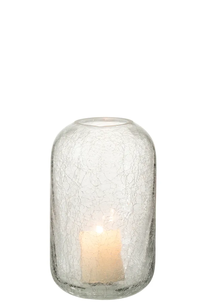 Petit photophore transparent effet craquelé J-Line - Finition Premium