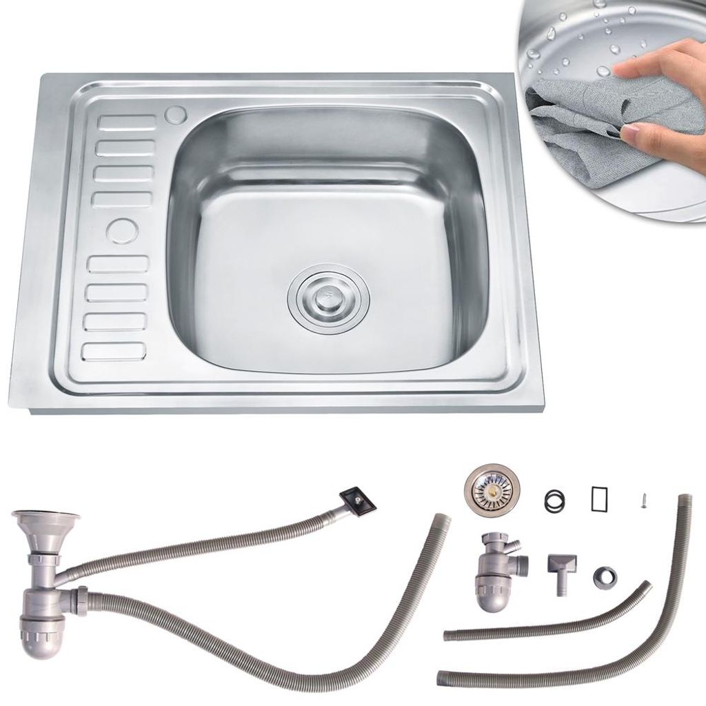 Lavello da incasso 58x48 cm rettangolare in acciaio inox Immagine del prodotto 