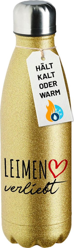 Huuraa Trinkflasche Leimen verliebt 500ml Gold Edelstahl Wasserflasche Trinkflasche Geschenkidee
