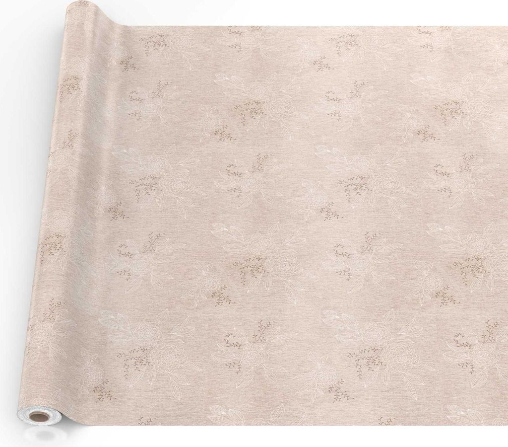 Tischdecke Hortensie aus Textil mit Blumen Pflanzen wasserabweisend Tischtuch Tischwäsche Aquarell Beige Breite 140cm Länge 1000cm mit Schnittkante
