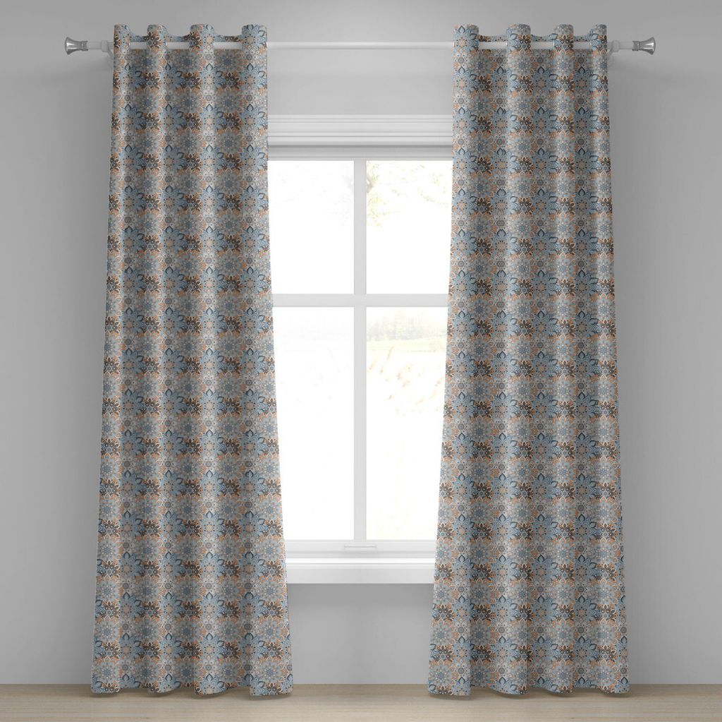 ABAKUHAUS Mandala Ösenvorhang, Vintage Ottoman Elements im orientalischen Stil inspiriert Paisley Flourish, Dekorative 2-Panel-Fenstervorhänge, 2...