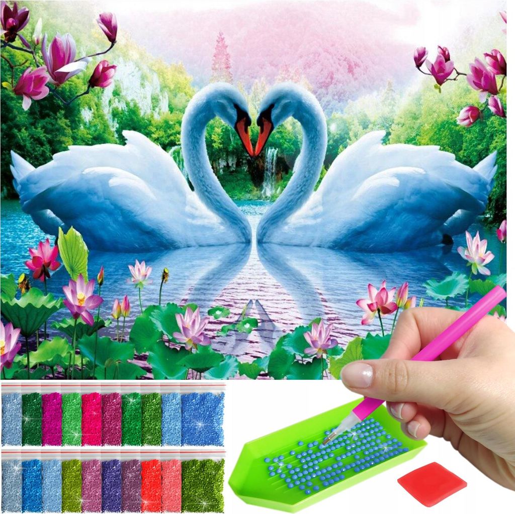 ARTULIO Diamond Painting Set - Verliebte Schwäne zwischen Produktbild 