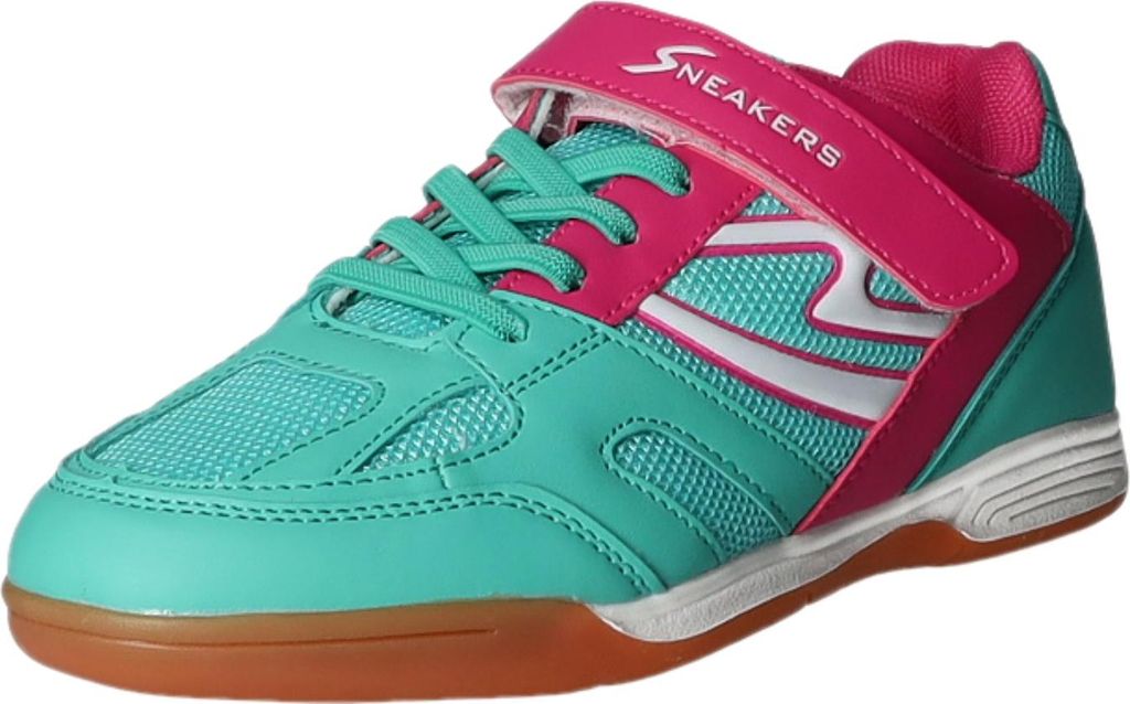 Sneakers Kinder-Sportschuh-Indoorschuh-Hallenschuh Türkis-Grün-Blau-Pink-Weiß, Farbe:blau, EU Größe:28