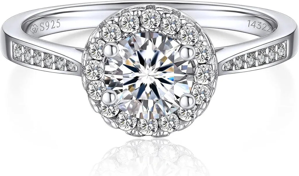 Bague Moissanite Argent 925 - L'Éclat du Diamant sans le Prix - Style Halo