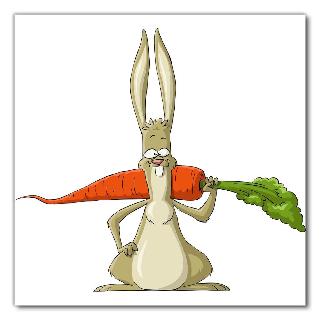 Wallario selbstklebende Möbelfolie/ Tischdecke für Innen und Außen, Größe: 60 x 60 cm - Lustiger Hase mit Möhre im Comic Stil