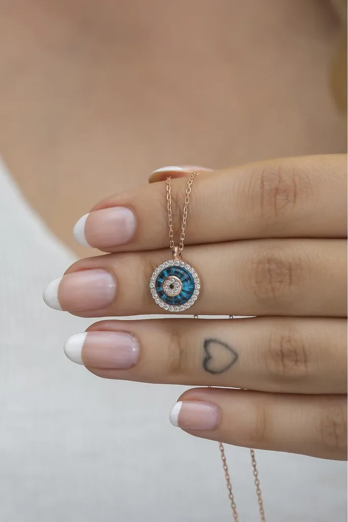 Collier anti-allergie œil de Nazar en argent 925 - Bijou peau sensible