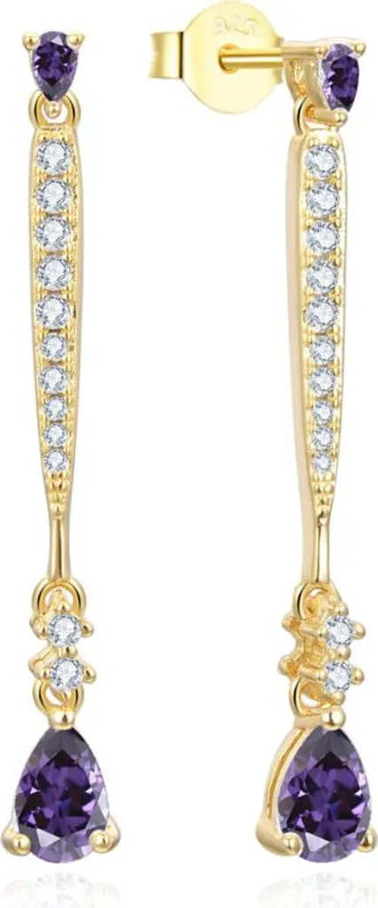 Boucles d'oreilles pendantes or et zircon pour soirée et mariage