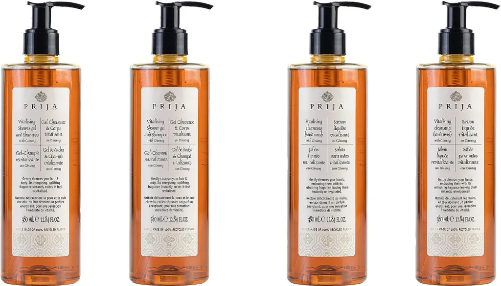 Prija Esperienza Sensoriale: 4 Flaconi Shampoo e Sapone al Ginseng