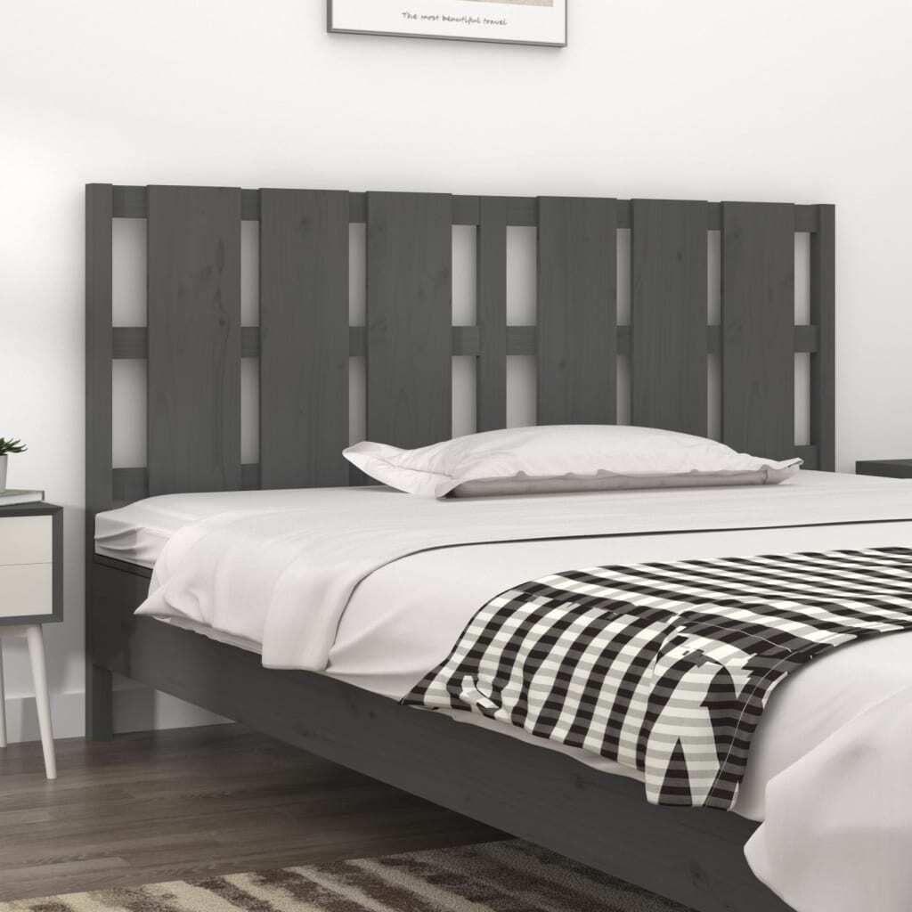 Bett-Kopfteil Grau 185,5x4x100 cm Massivholz Kiefer , Produktbild 