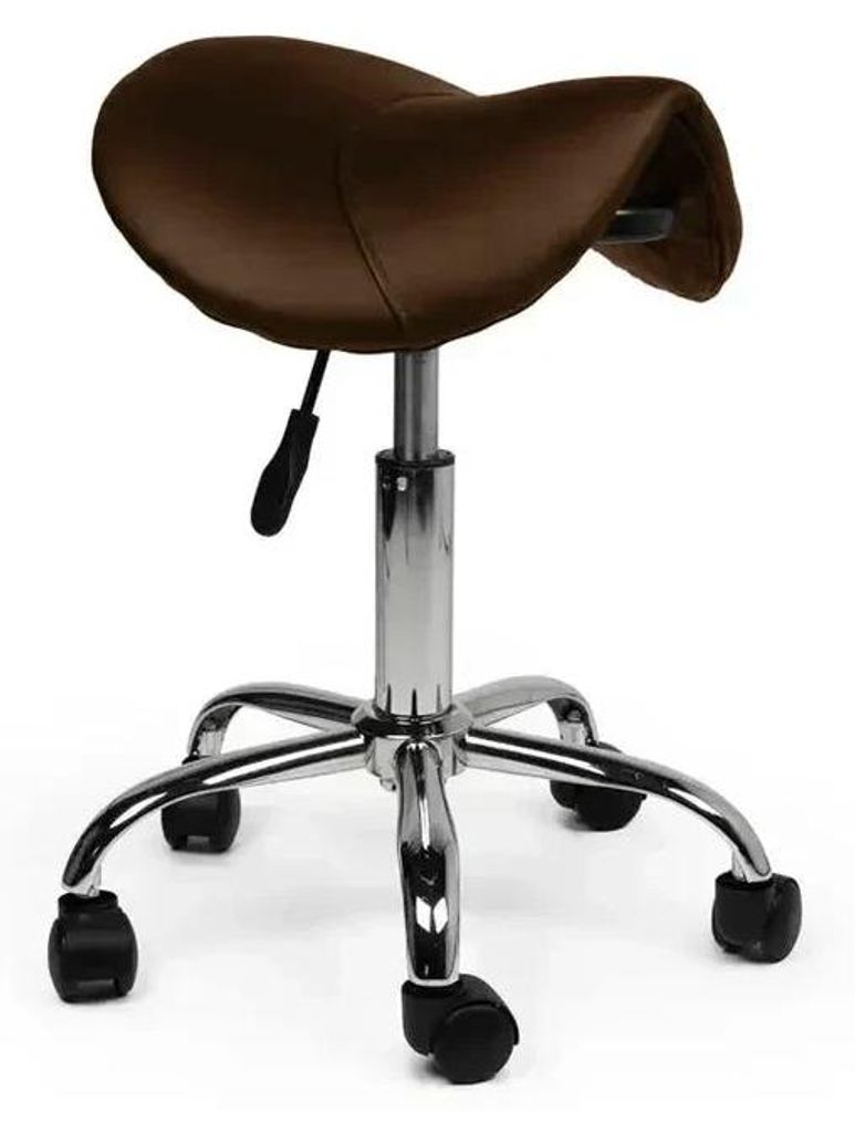 Sattelhocker Braun Auf Räder - Niedrig (40-56cm) / mit Fußstütze / Softgel Leise Räder