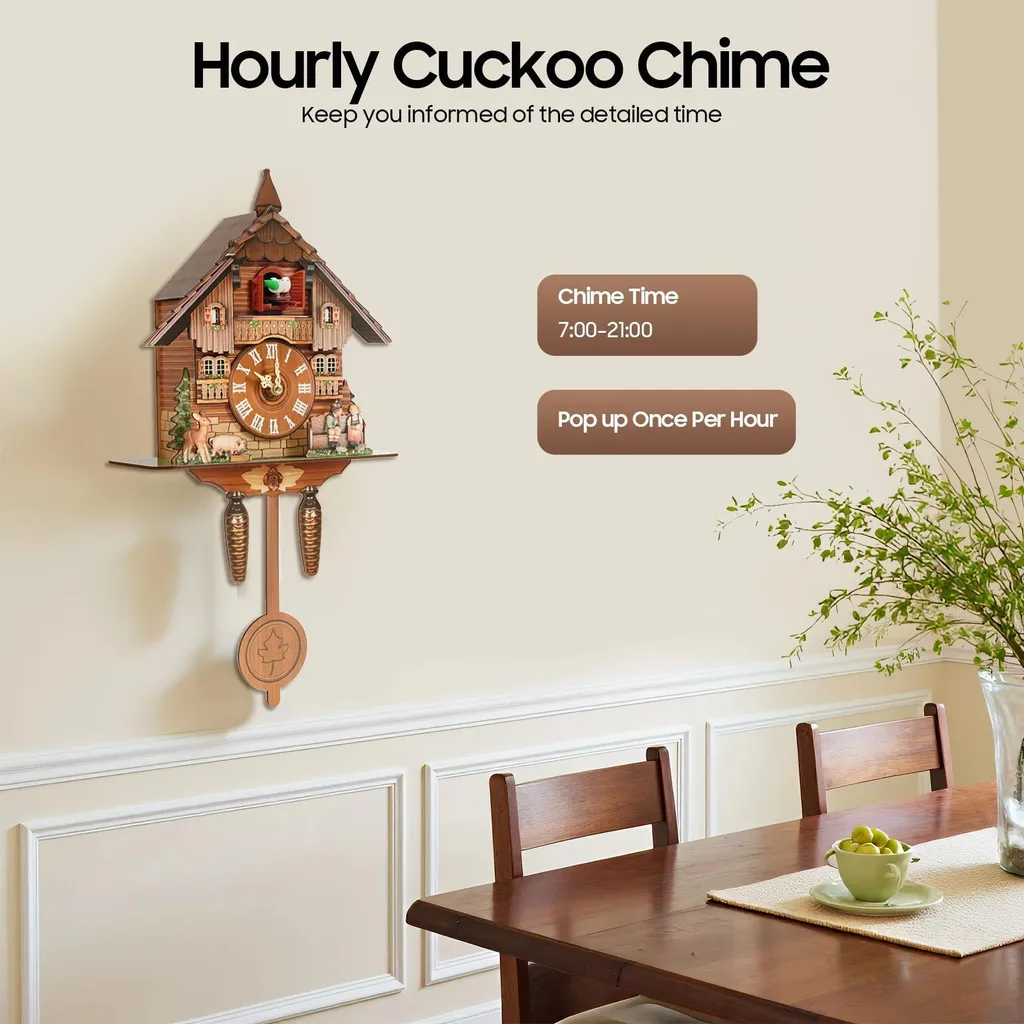 Horloge murale Coucou moderne en MDF multicolore - 25x10x50 cm