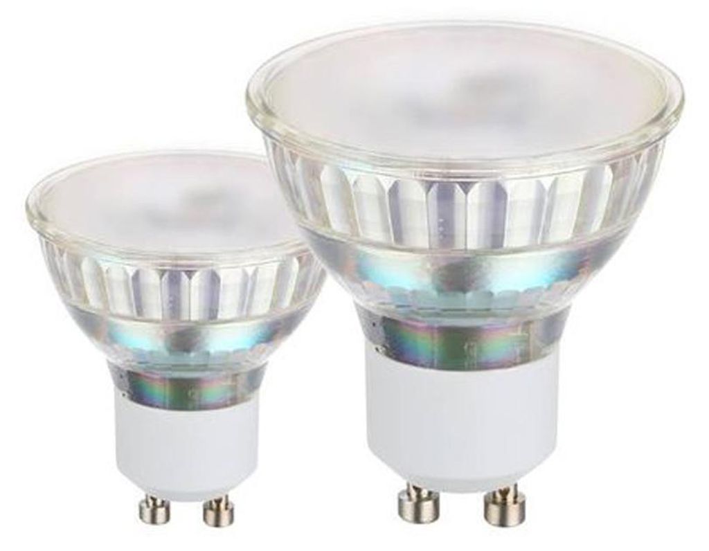 Two LED light bulbs are shown against a white background.