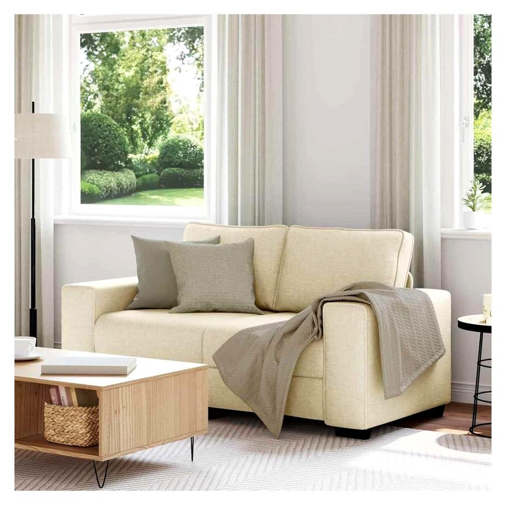 2-Sitzer-Sofa Creme Stoff 160x77x82 cm für Wohnzimmer und Büro