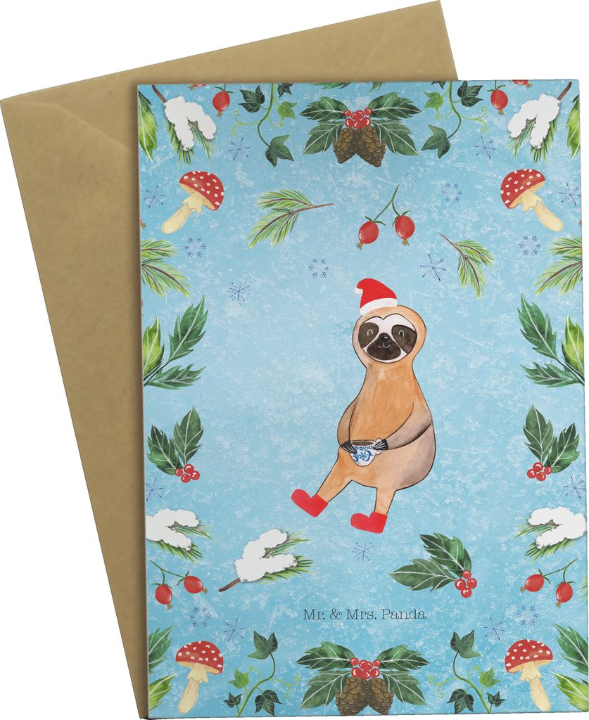 Mr. & Mrs. Panda babykarte Faultier Kakao - Eisblau - Geschenk, vatertagskarte, osterkarte, genesungskarte, Weihnachten, weihnachtskarten, einladun...