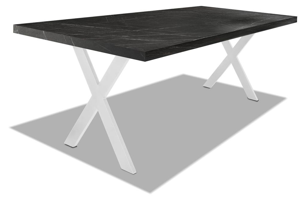 Esstisch aus Holz und Metall mit X-Fuø weiø - 220x100 cm