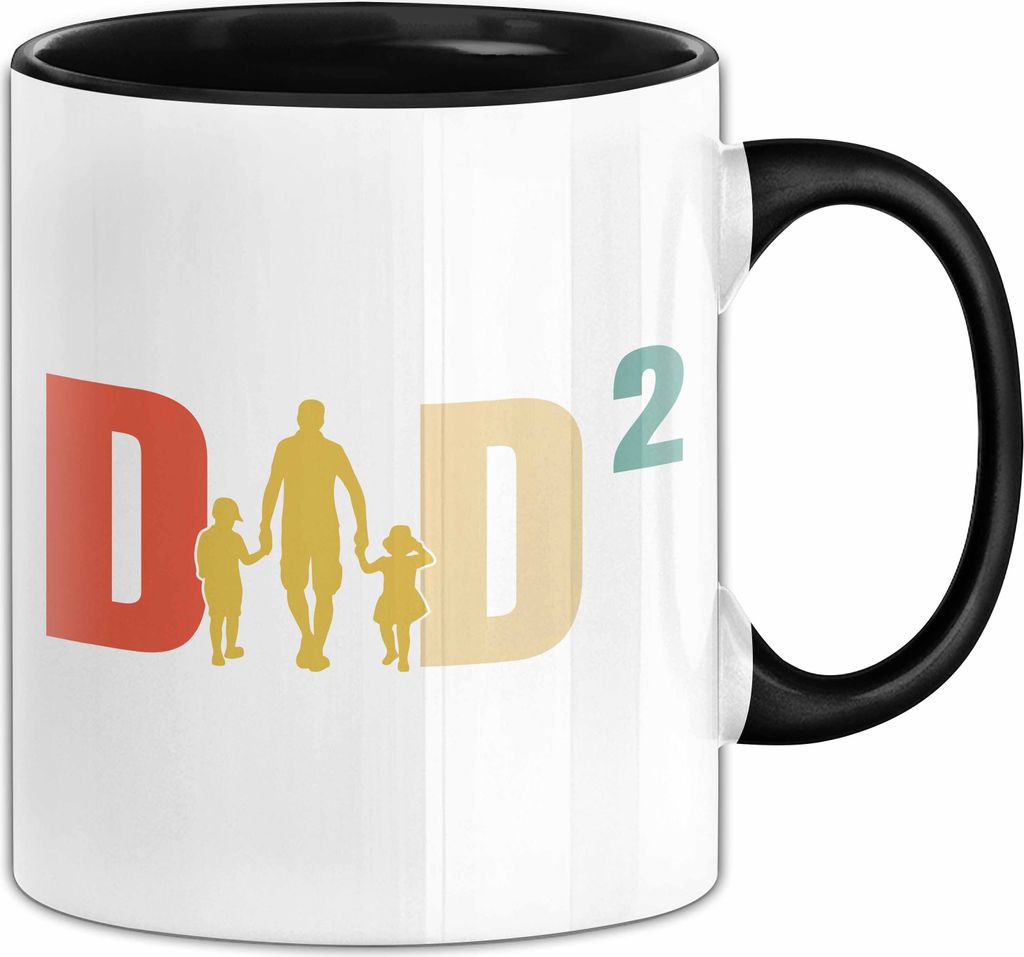 Zwillinge Papa Tasse Geschenk Dad Hoch 2 Geschenkidee Für Zwillings-Papa Vater Kaffee-Becher (Schwarz)