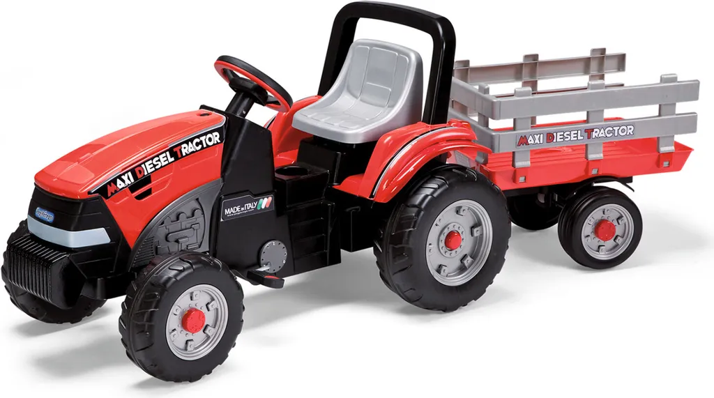 Tractor Peg Perego Maxi Diesel rouge avec remorque à pédales enfant