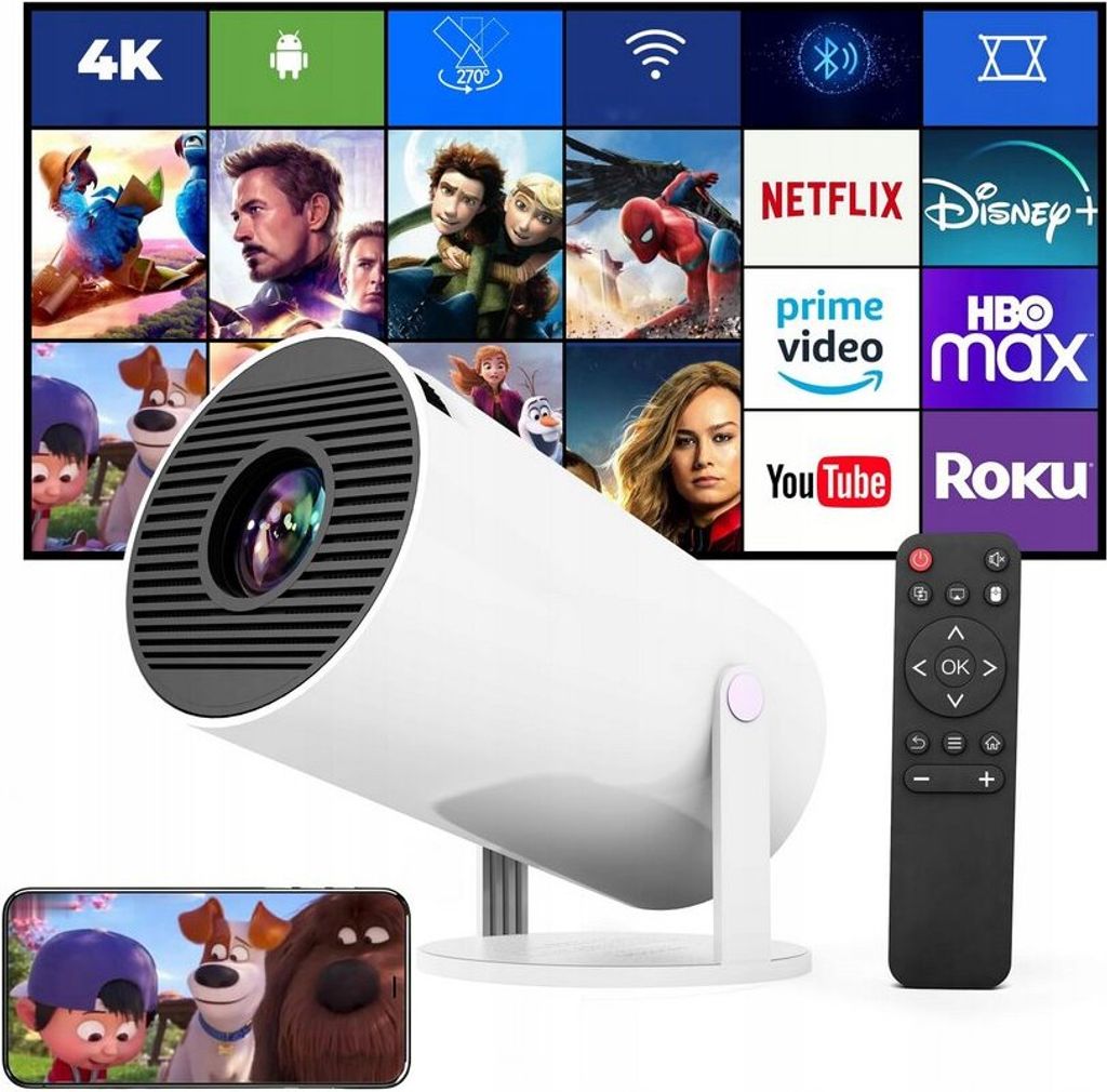 Inteligentný projektor Wi-Fi 4K s reproduktorom Bluetooth Obrázok produktu 