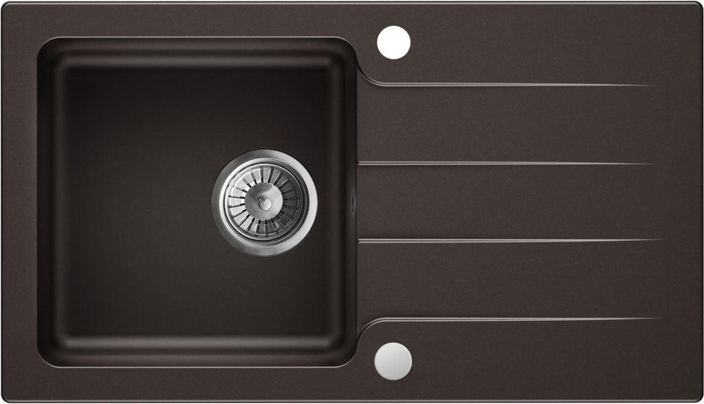 Granitspüle - Spülbecken - Küchenspüle - 76 x 43,5 cm - Schwarz - Einbauspüle - Kratzfest, Elegant, Platzsparend, mit Siphon, Lagoon 200